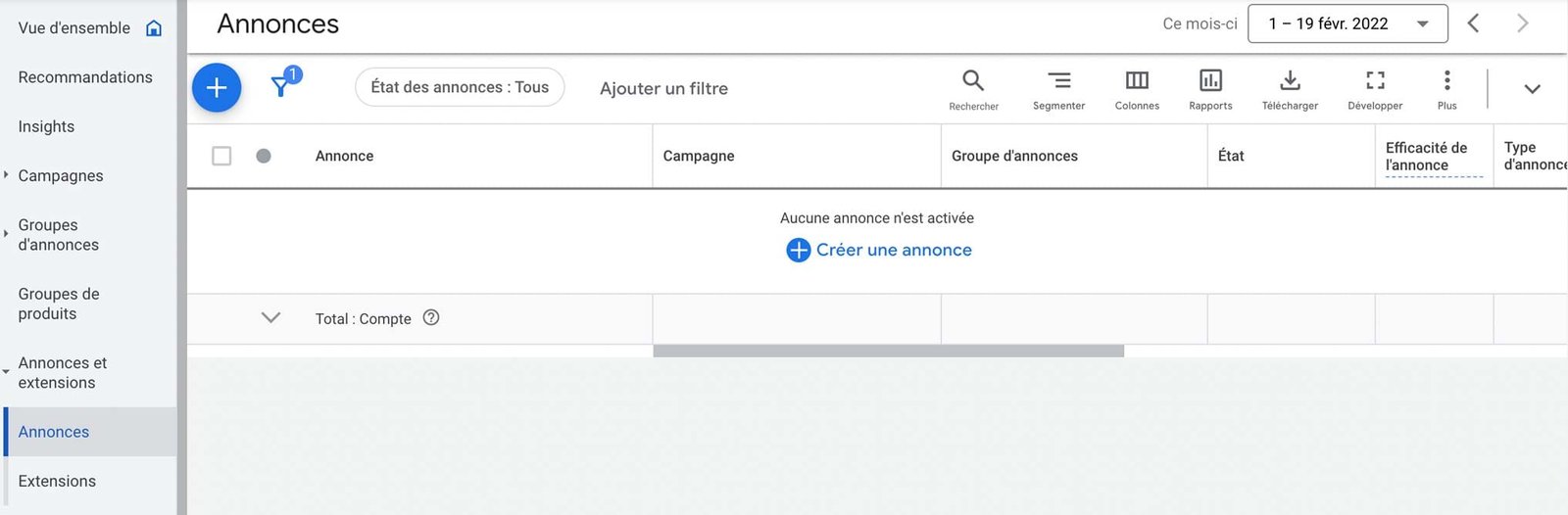 comment créer une annonce RSA étape 1