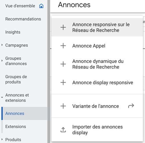 comment créer une annonce RSA étape 2